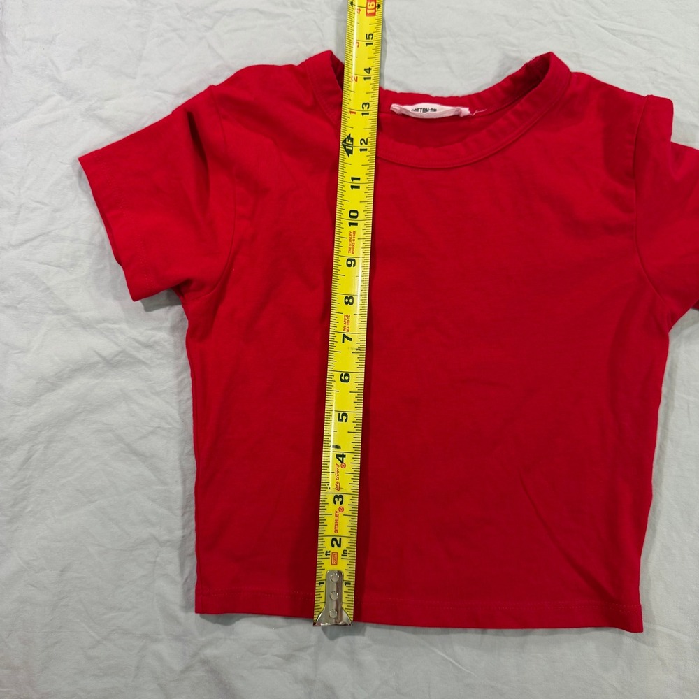 Cotton On Womens XXS Red Micro Crop Tee Short Sleeve Crew Neck Baby Tee Solid - Picture 6 of 7